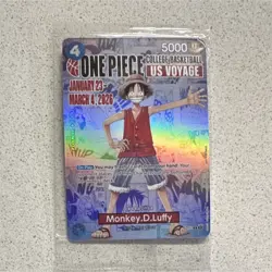 Bandai Namco One Piece CCG Monkey.D.Luffy US Voyage Promo Full Art Holo Card - Image 1