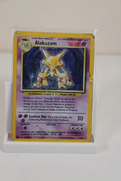 Pokemon Base Set Unlimited Holo Card: Alakazam (1/102) - Damaged/Heavy Play - Image 1