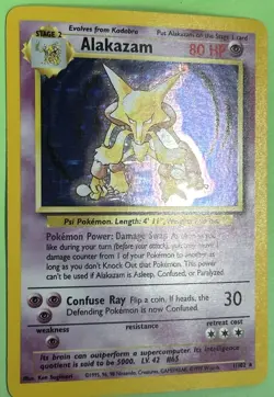 Pokemon TCG Alakazam Base Set Holo Card 1/102 Unlimited Rare NO PLAY NEAR MINT - Image 2