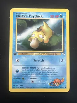 1st Edition Misty's Psyduck Uncommon 54/132 Gym Heroes Pokemon Card - Image 2