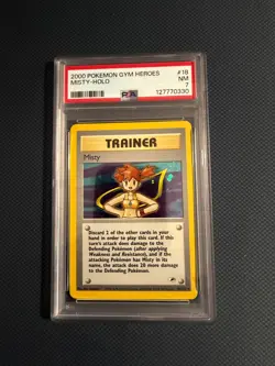 PSA 7 NM Holo Misty's 18/132 Trainer Gym Heroes Pokemon Card - Image 1