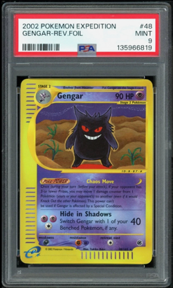 2002 POKEMON EXPEDITION SET #13/165 GENGAR REVERSE HOLO PSA 9 - Image 1