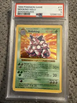 1999 Pokemon Game Nidoking Holo Shadowless 1st Edition 11/102 PSA 5 - Image 1