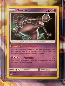 Pokemon TCG Mewtwo 75/214 Cosmo Holo Rare Unbroken Bonds Sun & Moon Near MInt - Image 1