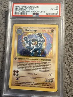 1999 Pokemon Game Machamp Holo 1st Edition 8/102 PSA 6 - Image 1