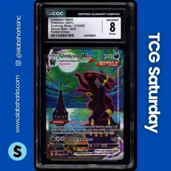 2021 POKEMON SWORD/SHIELD EVOLVING SKIES #215/203 UMBREON VMAX CRIMP ERROR CGC 8 - Image 1