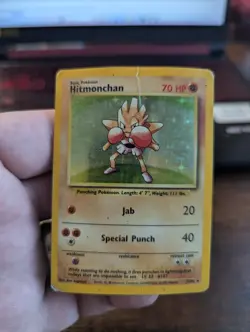 Pokemon TCG Hitmonchan Base Set 7/102 Holo Unlimited Holo Rare HP - Image 1