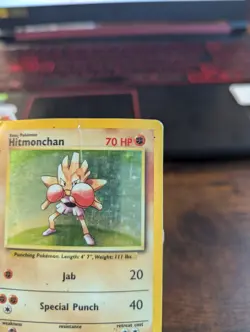 Pokemon TCG Hitmonchan Base Set 7/102 Holo Unlimited Holo Rare HP - Image 2
