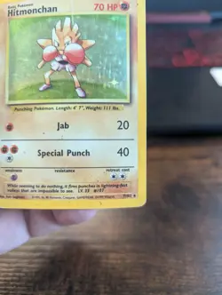 Pokemon TCG Hitmonchan Base Set 7/102 Holo Unlimited Holo Rare HP - Image 3