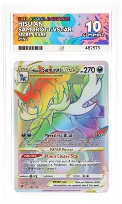 Pokemon TCG Hisuian Samurott VSTAR Astral Radiance 197/189 Ace 10 Perfect Subs - Image 1