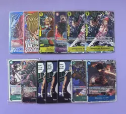 TCG One Piece English & JP Card lot of 13: Leader, Alt Art, Promo, Don, SR - Image 1