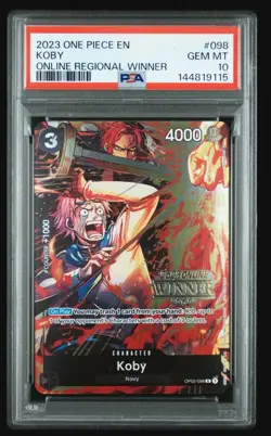 One Piece Koby 2023 Online Regional Winner Psa 10 Very Rare POP 5 - Image 1