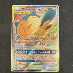 Pokemon TCG Eevee & Snorlax GX SM169 Sun And Moon TAG TEAM Promo Card - Image 1