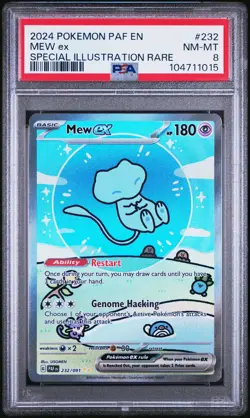 2024 POKEMON PAF EN-PALDEAN FATES SPECIAL ILLUSTRATION RARE #232 MEW EX PSA 8 - Image 1