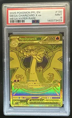 2025 Pokemon Phantasmal Flames Mega Charizard X ex Hyper Rare #130/094 PSA 9 - Image 1