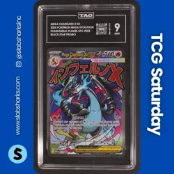 2025 POKEMON MEP BLACK STAR PROMO CHARIZARD UPC #023 MEGA CHARIZARD X EX TAG 9 - Image 1