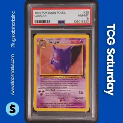 1999 POKEMON FOSSIL #20/62 GENGAR NON HOLO PSA 8 - Image 1