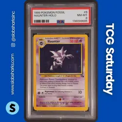 1999 POKEMON FOSSIL #6/62 HAUNTER HOLO RARE PSA 8 - Image 1
