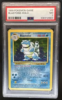 1999 Pokemon Unlimited Blastoise Rated Rookie Error Rare Holo #2/102 PSA 7 - Image 1