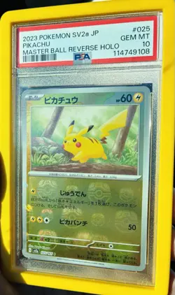 Pokemon 2023 Pikachu 025/165 Sv2a Master Ball Reverse Holo Japanese PSA 10 - Image 2