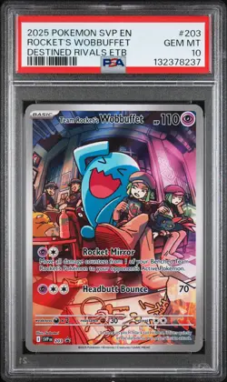 2025 POKEMON SVP EN-SV BLACK STAR PROMO #203 TEAM ROCKET'S WOBBUFFET PSA 10 - Image 1