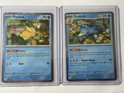 Pokemon TCG Psyduck MEP007 + Golduck MEP 008 Black Star Promo Holo NM-M - Image 1