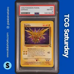 1999 POKEMON FOSSIL #30/62 ZAPDOS HOLO RARE PSA 8 - Image 1