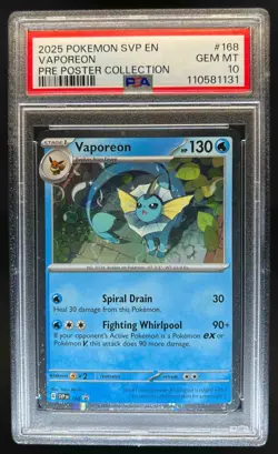 2025 Pokemon Prismatic Evolutions Vaporeon Promos #168 PSA 10 - Image 1