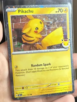 Pikachu 2026 Pokemon Day Stamp - 051/162 - Temporal Forces - Cosmos Holo - Swirl - Image 1