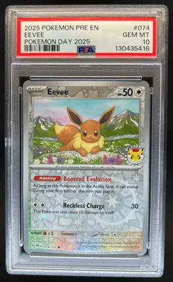 2025 Pokemon Prismatic Evolutions Eevee #074/131 PSA 10 - Image 1