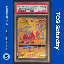 2021 POKEMON SM BLACK STAR PROMO #SM247 RESHIRAM & CHARIZARD GX TAG TEAM PSA 9 - Image 1