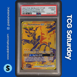 2016 POKEMON SM BLACK STAR PROMOS #SM248 PIKACHU & ZEKROM GX TAG TEAM PSA 9 - Image 1