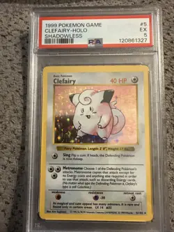 1999 Pokemon Game Clefairy Holo Shadowless 1st Edition 5/102 PSA 5 - Image 1