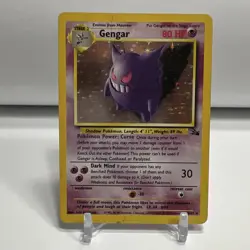 90’s Pokemon English Fossil Unlimited Gengar Rare Holo Foil 5/62 HP Creased DMG - Image 1