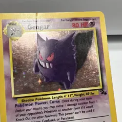 90’s Pokemon English Fossil Unlimited Gengar Rare Holo Foil 5/62 HP Creased DMG - Image 3