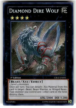 YuGiOh Diamond Dire Wolf CBLZ-EN051 1st Edition Secret Rare NM - Image 1
