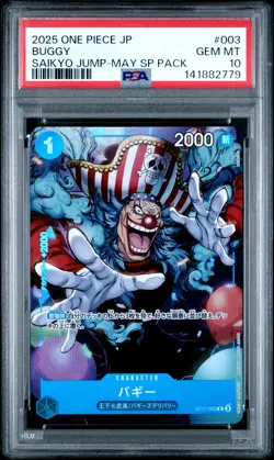 2025 ONE PIECE JPN PROMOS SAIKYO JUMP-MAY SP PACK #003 BUGGY PSA 10 - Image 1