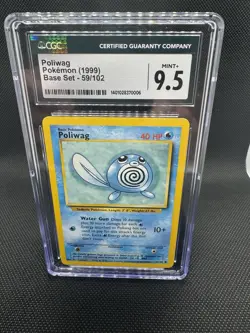 Pokemon Poliwag Base Set 59/102 CGC 9.5 1999 Card Stock English - Image 1