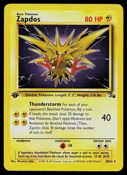 Pokemon Card - Zapdos Fossil 30/62 Rare 1st Edition - Image 1