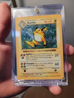Pokemon TCG Base Set Raichu Holo Card 14/102 Unlimited Holo Rare - Image 1