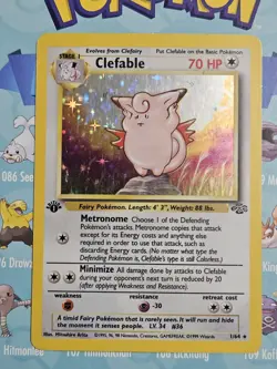 Pokemon TCG Clefable 01/64 1st Edition Jungle Holo Card - Image 1