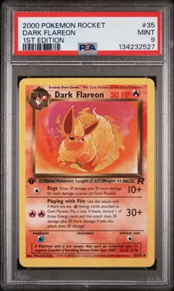 POKEMON CARD 2000 Psa 9 Mint Team Rocket 1ST Edition #35 Flareon - Image 1