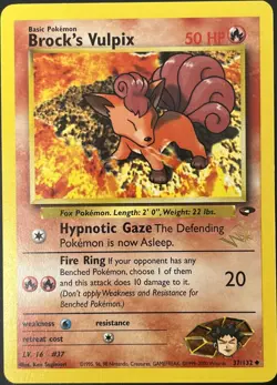 Brock's Vulpix 37/132 W Stamp Gold Promo Rare Pokemon Trading Card Game LP - Image 1