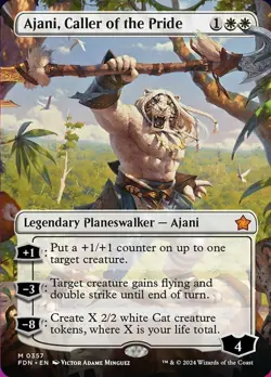 1 x Ajani, Caller of the Pride - Borderless - Foundations - NM-Mint - MTG - Image 1