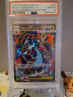 2025 Pokemon Mega Evolution Promo MEP EN 023 Mega Charizard EX UPC PSA 10 - Image 1