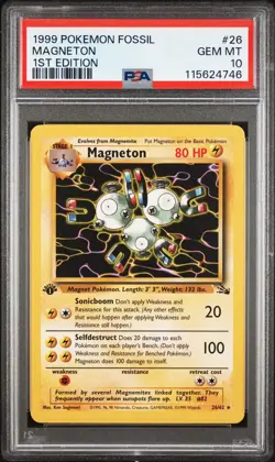 1999 Pokemon Fossil 26 Magneton 1st Edition Non Holo - PSA 10 - Image 1