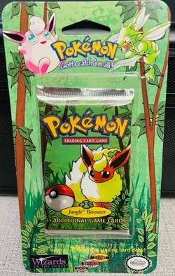 RARE! 1999 WOTC Pokemon Jungle Booster Sealed Blister Pack Flareon Art NEW - Image 1