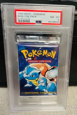 1999 WOTC Pokemon TCG Base Set NEW Booster Pack (Blastoise Art) Gem Mint PSA 8 - Image 1