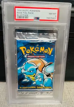 1999 WOTC Pokemon TCG Base Set NEW Booster Pack (Blastoise Art) Gem Mint PSA 8 - Image 3