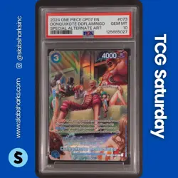 2024 ONE PIECE OP07 EN 500 YRS #OP01-073 DONQUIXOTE DOFLAMINGO SP ALT ART PSA 10 - Image 1